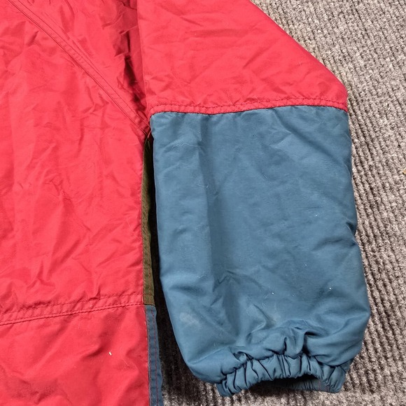 Vintage LL Bean Jacket Mens Large Red Colorblock Aztec Thinsulate Hooded USA 90s - Picture 14 of 16